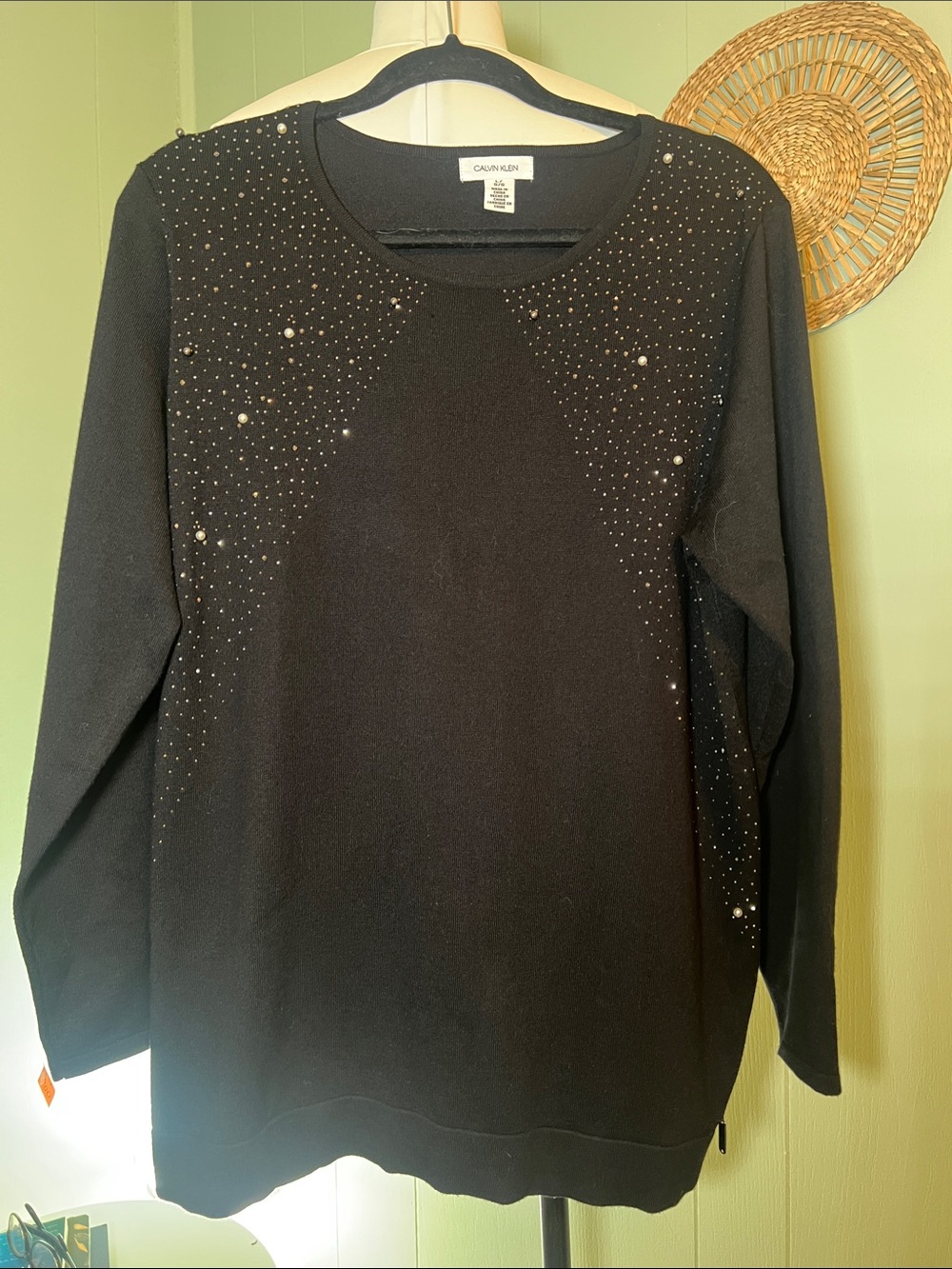 Calvin Klein Black Embellished Long Sleeve Tunic